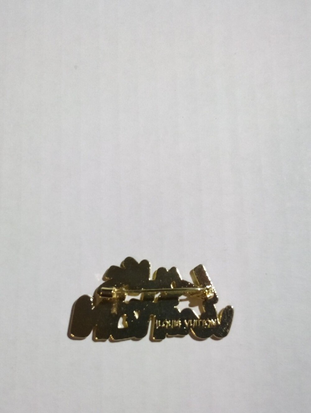 White Enamel Script Logo Brooch - Picture 3 of 5